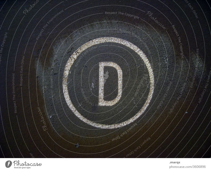 Indicator D letter D alphabet Germany Circle Gray White Metal Symbols and metaphors Typography