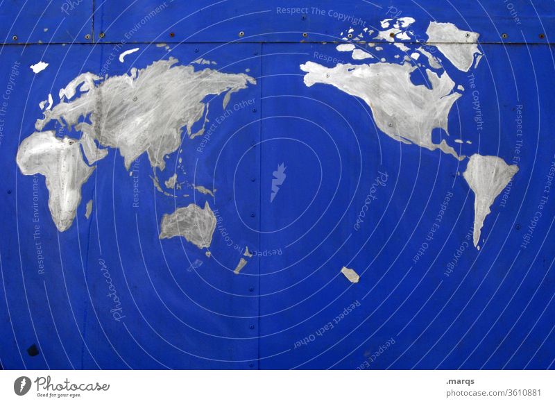 Worldwide Map Map of the World Earth Blue Abstract Idea Creativity Catograph concept Climate Environmental protection world Global Planet Continents