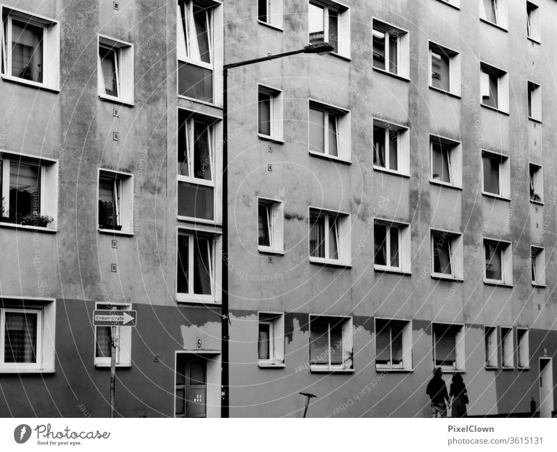 hovel block of flats Town Gloomy Architecture Manmade structures Facade Window Gray urban dwell City