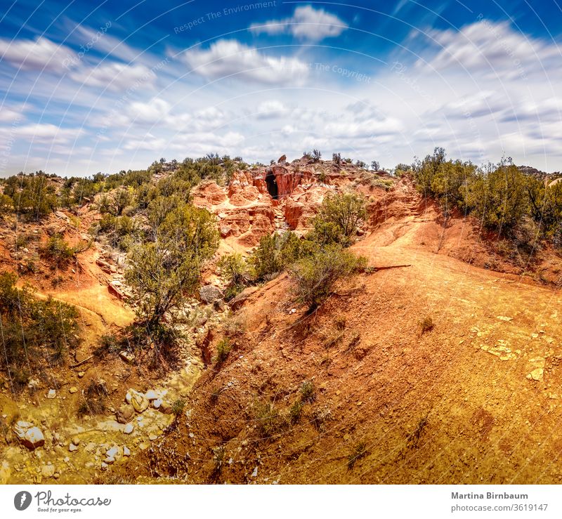 Panoramo of the cavern in the Palo Duro Canyon State Park, Texas palo duro canyon panorama panoramic texas nature landscape travel hill outdoor state park