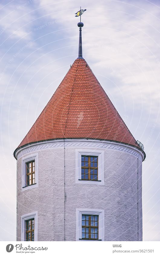 Corner Tower Of A Palace - Corner tower of a palace, Schloss Freudenstein, Freiberg, Saxony, Germany. corner tower castle architecture building roof structure