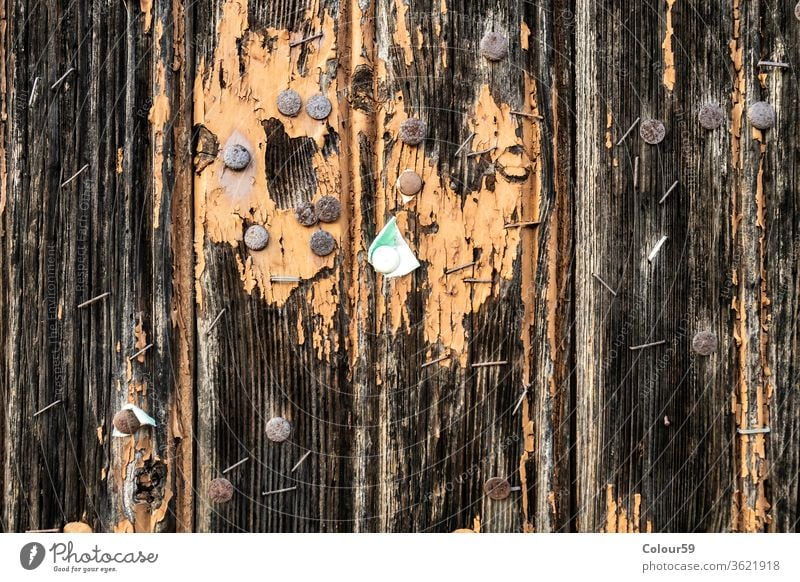 Weathered wooden background metal old texture pins weathered wall nails textured grunge aged retro vintage door architecture ancient push template hobnails