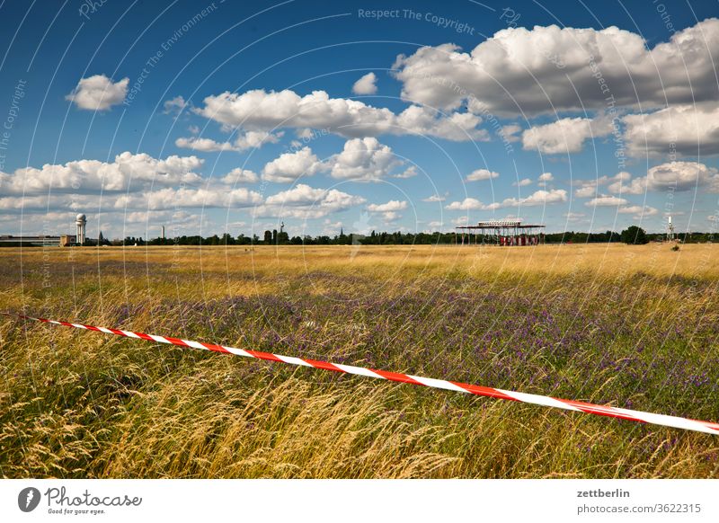 Barrier tape in Tempelhof barrier tape cordon output lock on the outside Berlin corona COVID covid 19 detachment Far-off places flutterband Trajectory Airport