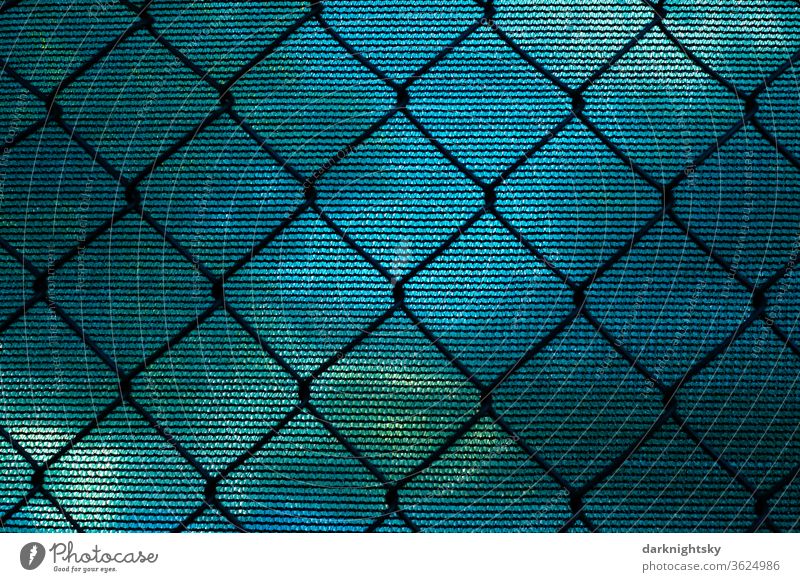 Mesh wire and green privacy screen as fencing Fence Border Exterior shot Garden Wire netting fence Real estate Wire fence Neighbor Safety Colour photo Deserted