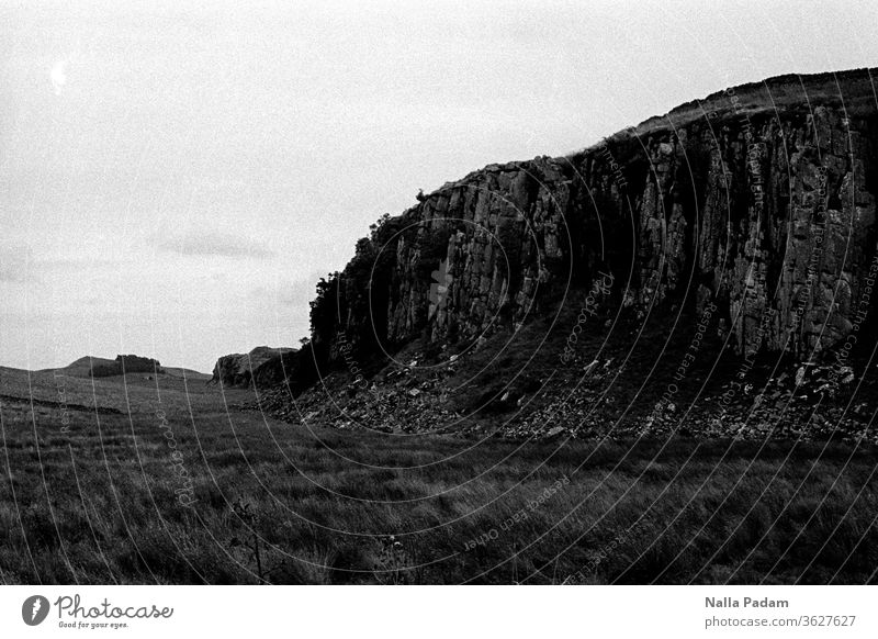 North of England Analogue photo, analogue, black and white, Exterior shot Hadrian's wall, rocks, meadow, landscape Black & white photo Environment Stone, Day