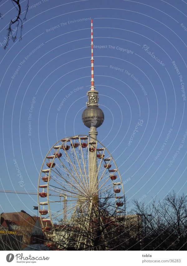 Television Tower Berlin with Ferris Wheel Ferris wheel Alexanderplatz Architecture Clear cold winter day