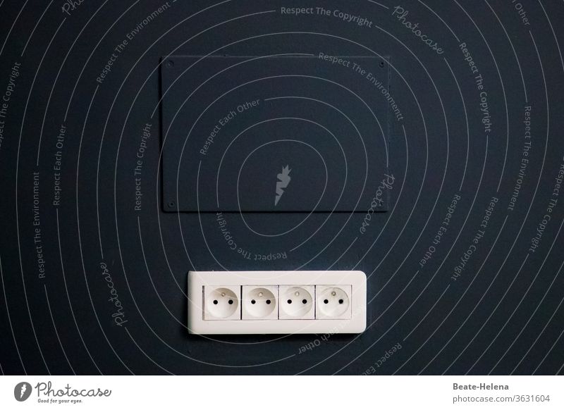 Energy tank socket Socket Power strip Black and white photography black-white recharging Electricity Technology Wall (building) Energy industry White Deserted