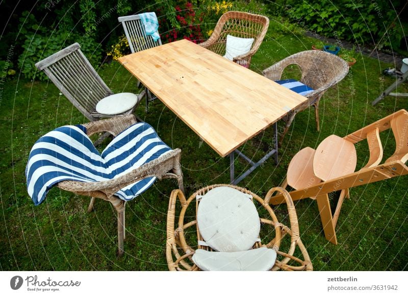 Chair circle with table in the middle Relaxation Family holidays Garden Outdoor furniture garden party fellowship conversation Grass allotment Garden allotments