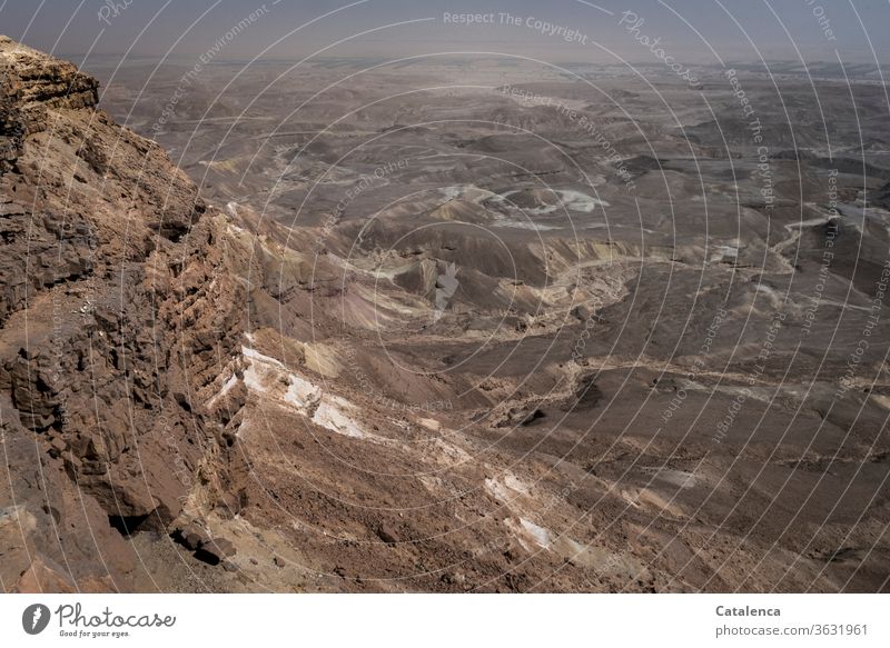 View into the Negev desert aridity Nature Landscape Desert Sand Rock Gravel wide Horizon Sky ardor chill Brown Gray Loneliness Drought Environment