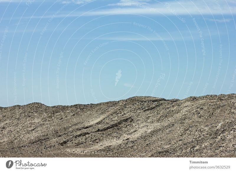 Even nasty hills stones coarsely Hill duene Sky Blue Beautiful weather Clouds Delicate Deserted Colour photo Denmark Sand