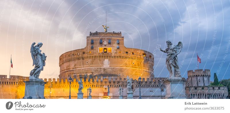 Very popular attraction in the City of Rome - The Castel Sant Angelo - Angels Castle Italy Vatican Italian capital city scapes Europe EU sightseeing travel