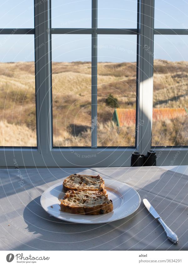 Raisin mares on Juist vacation Juist island North Sea dunes outlook View from a window tranquillity relaxation raisin mares Breakfast Off-Season morning mood