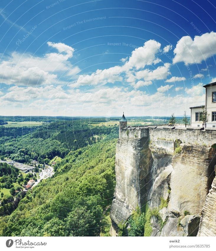 Sandurg Elbsandstone mountains Saxon Switzerland Tourist Attraction Tower Copy Space top Panorama (View) wide outlook green royal stone Multicoloured Freedom