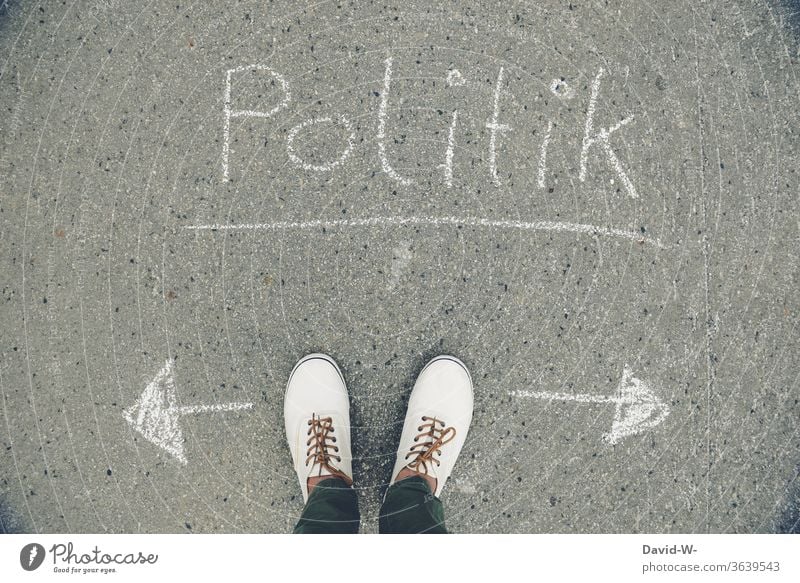 Politics - which direction do you take Man foot policy Direction Trend-setting Left Right case for adjustment politically Political movements Politics and state