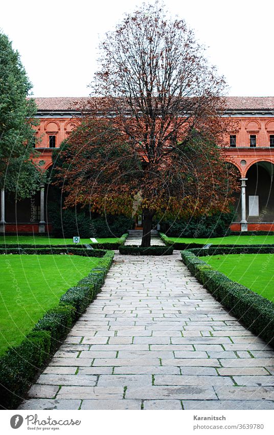A brick house in Milan with green front garden. Brick-built house Italy Europe House (Residential Structure) Architecture Manmade structures Old Town at home