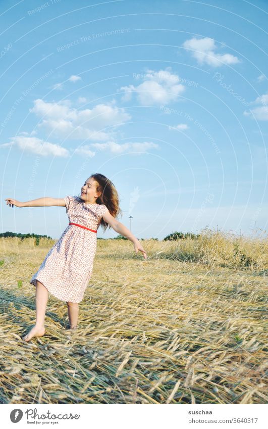 happy girl on a straw chopper fun Laughter Gesture Climate Beautiful weather Straw Hair and hairstyles Nature Sunlight Warmth Joy Happiness Retro Landscape
