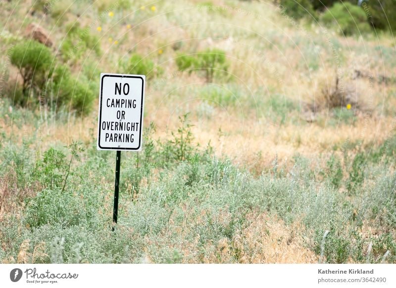 No Camping Sign sign Outdoors camp campground camping wilderness landscape horizontal scenery colorado symbol signage prohibited prohibition caution warning no