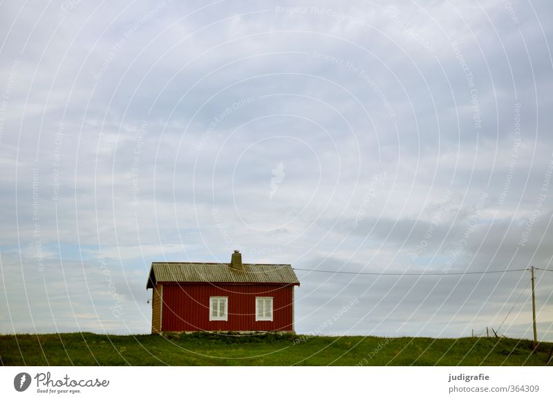 Norway Environment Nature Landscape Sky Clouds Meadow Coast House (Residential Structure) Hut Building Architecture Small Moody Loneliness Life Calm