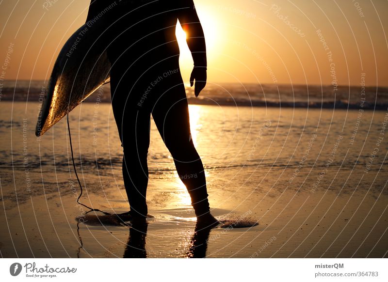 liberdade I Art Esthetic Surfing Surfer Surfboard Surf school Summery Beach Man Masculine Sunbeam Ocean Horizon Calm Lifestyle Colour photo Subdued colour
