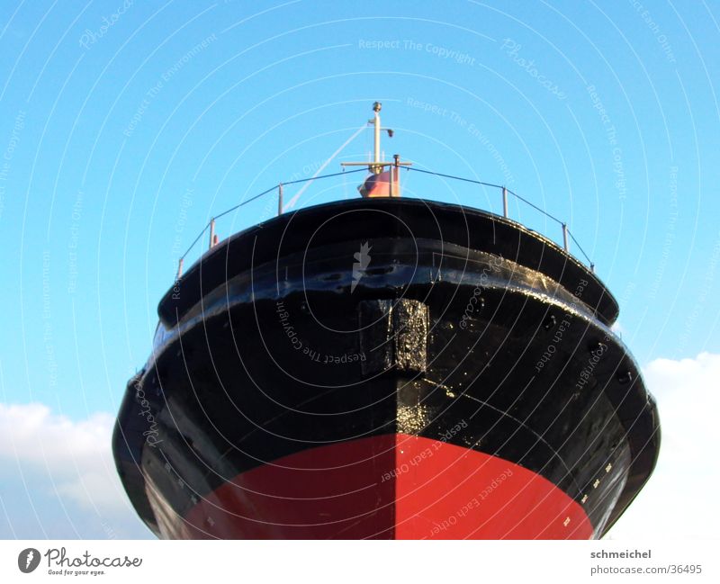 ship's bow Bow Frontal Ocean Bremerhaven Navigation ship's front North Sea sea giant Sky
