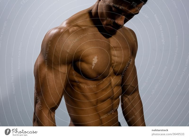 Fitness Model Torso With Pectoral Muscles Flexed A Royalty Free Stock Photo From Photocase