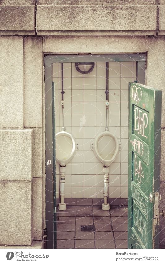 public men's toilet, currently free and free of charge Toilet Urinal Gentlemen's toilet Urinate Tile White Clean Excretion Dirty Public restroom Wall (building)