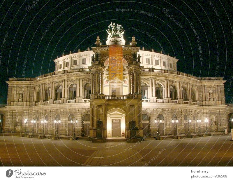 Semper Opera at Night Dresden Moody Concert Entrance Beer Music Lighting state band
