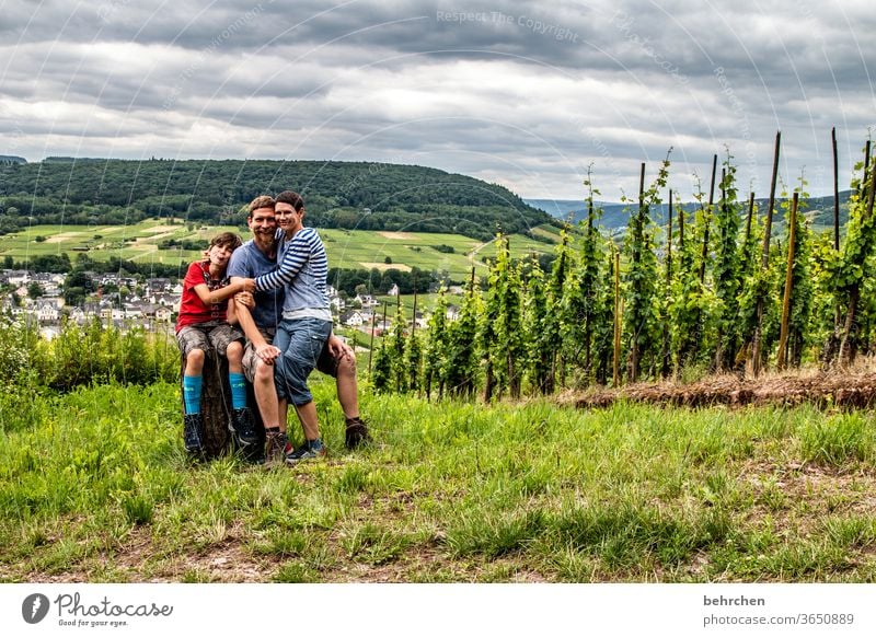myself | loving Brash Trip Contentment in common Together Father hikers Infancy Child Son Adventure Hunsrück Moselle valley Mosel (wine-growing area) Idyll