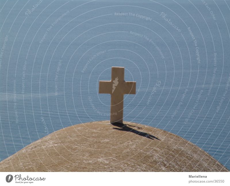 Crucifix over the sea Greece Ocean Europe Religion and faith Island
