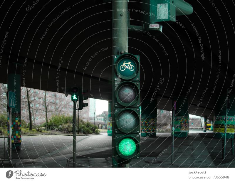 Bicycle traffic light Berlin shows green Traffic light Mobility Green Road sign Traffic infrastructure Symbols and metaphors Pedestrian traffic light Pictogram