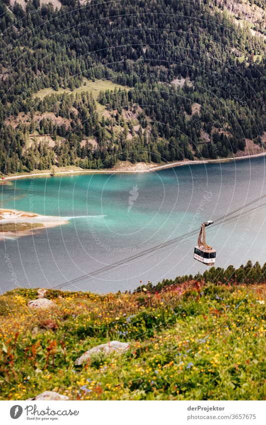 Cable car at the Silsersee Silsersee Lake St. Moritz Swiss Alps Switzerland Grisons Engadine wanderlust Hiking trip Class outing nature conservation Endurance