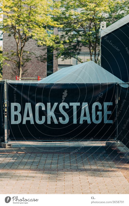 backstage Backstage festival Stage Event Typography Letters (alphabet) Signs and labeling Orientation Symbols and metaphors Clue cordon Shows VIP Concert