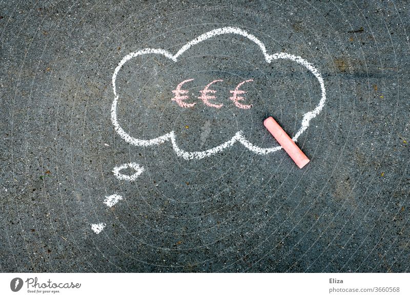 Thought bubble with Euro sign in it. Finances. Money. Money worries. Euro symbol finance financing thoughts Financial Industry Credit Success Business