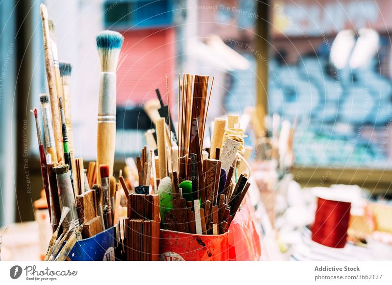 Various Professional Paint Brushes Stock Image - Image of brush