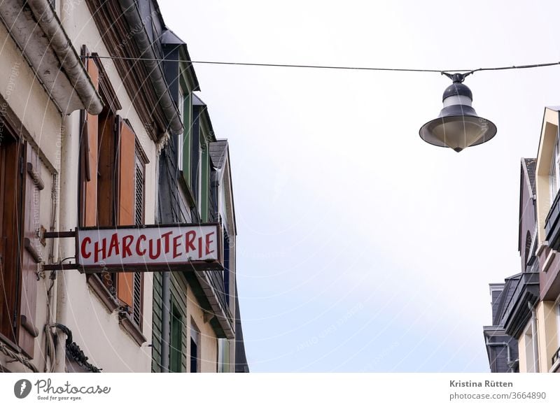 charcuterie Butcher butcher slaughterhouse sign illuminated sign Neon sign Billboard publicity Advertising typo writing houses built streetlamp Village location