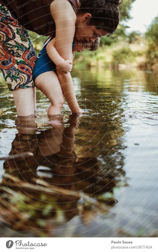 Mother and Daughter playing in the river Summer Summer vacation motherhood Caucasian Family & Relations Travel photography travel Love Lifestyle Happy people