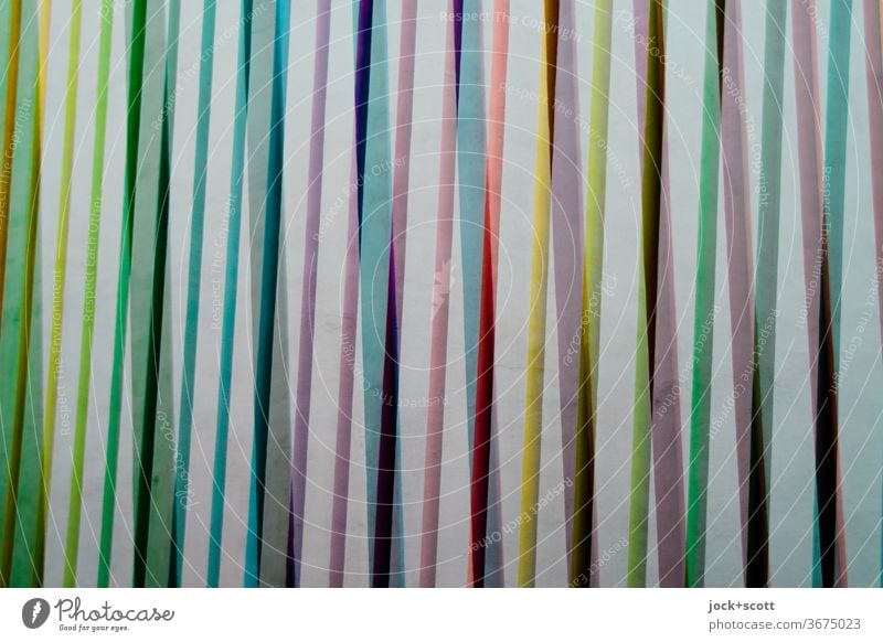 Arrangement of many coloured stripes Stripe Structures and shapes Abstract Line Background picture Many Side by side Creativity Decoration Double exposure