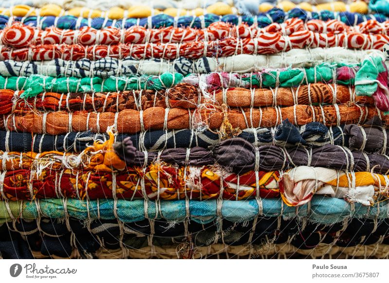 Close Up of Multi Coloured Artisanal Fishing Nets. Stock Image
