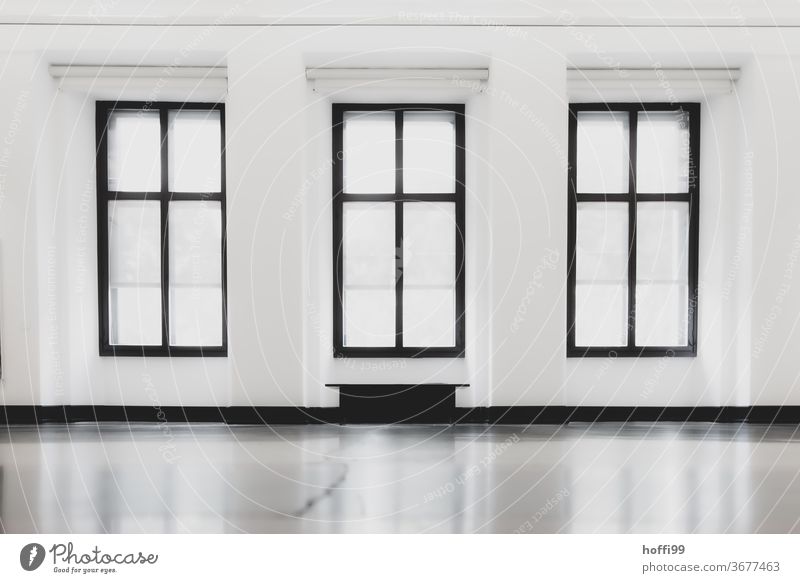 three windows - the room is object enough Window Diffuse Light museum Blur Lighting Abstract minimalism Room