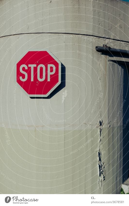 STOP stop Stop sign Road sign standstill Break Wall (building) Red Symbols and metaphors Signs and labeling Signage Transport Warning sign