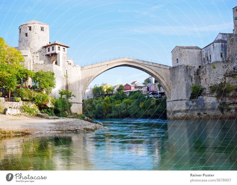 The famous bridge Stari Most in Mostar, Bosnia and Herzegovina ancient architecture bosnia building city europe herzegovina history landmark medieval most