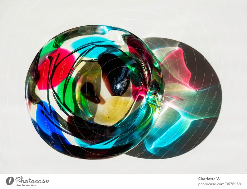 Glass bowl | with reflections Murano Glass variegated Stained glass Reflection Deserted Colour photo Light (Natural Phenomenon) Multicoloured Sunlight