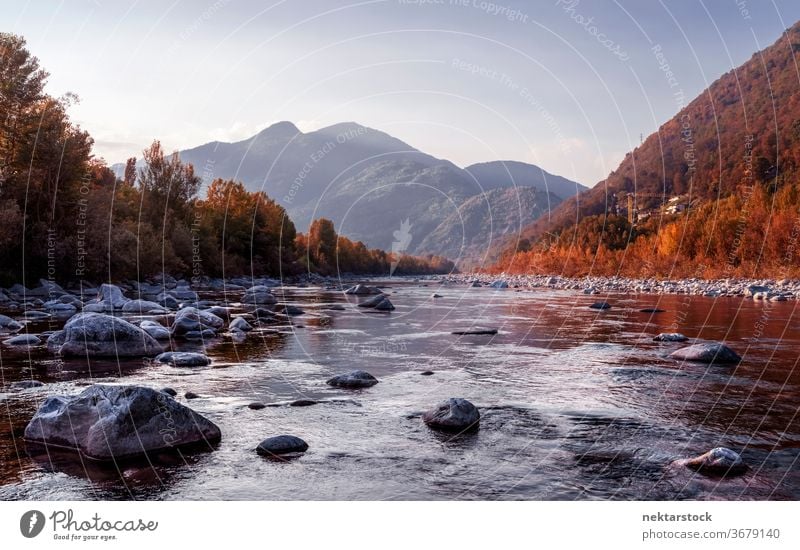 Scenic River Landscape in Italy water nature beauty in nature mountain hill forest autumn no people nobody landscape waterscape silhouette tranquil scene