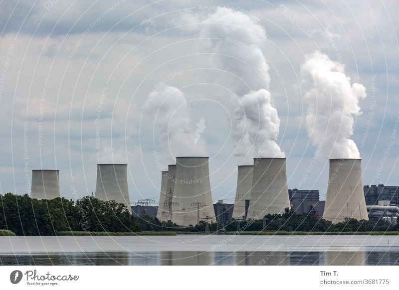 coal-fired power station Coal power station Cooling towers Energy industry Exterior shot Colour photo Deserted Industry Environmental pollution Day
