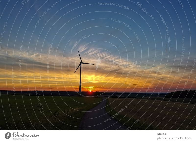 Sunny sunset with beautiful clouds and windmill silhouette background beauty bird black cloudy color colorful dark earth field gold grass grassland green high