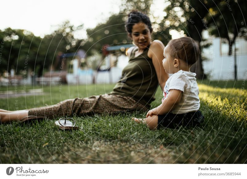 Mother and baby Son in the park Park Summer Summer vacation motherhood Nature Child Woman Happy Together Parents Joy Lifestyle Exterior shot Family & Relations