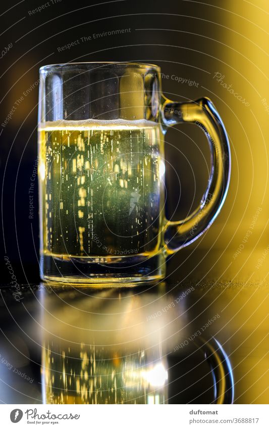 Mug of beer Beer Water jug Cheers Beverage Glass Drinking Alcoholic drinks Cold drink Beer mug Feasts & Celebrations Thirst Alcoholism Shallow depth of field