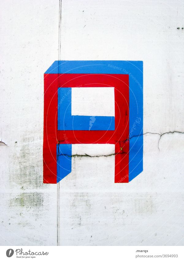 A letter alphabet Blue Red White Typography Characters communication Wall (building)