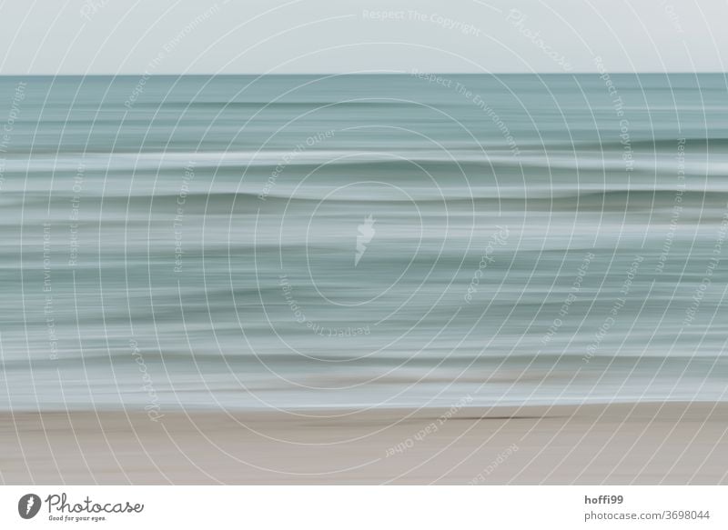calm soft waves - the movement of the camera creates calm Wet Swell Beach soft light Movement fine art Wavy line Motion blur Meditation Waves Sand Coast Horizon