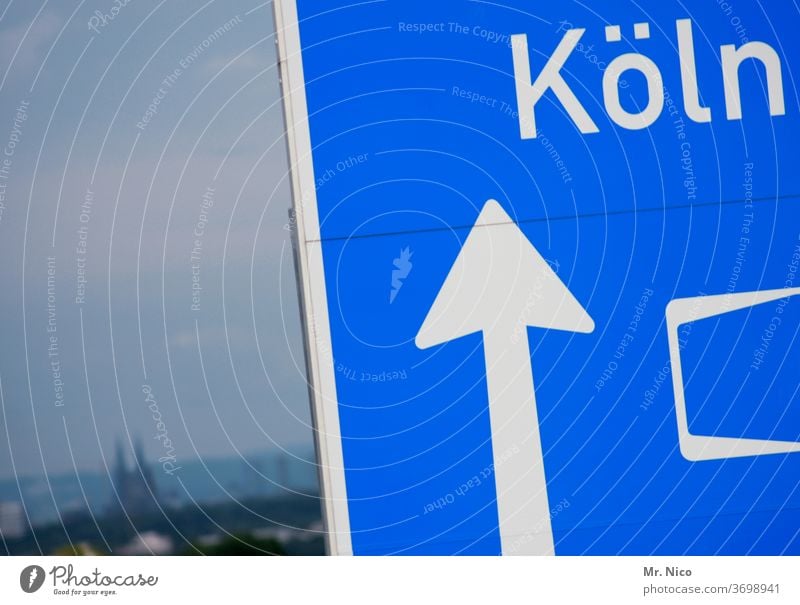 after Cologne always straight on Highway Expressway sign Direction groundbreaking Arrow Signs and labeling Signage Orientation Lanes & trails Navigation